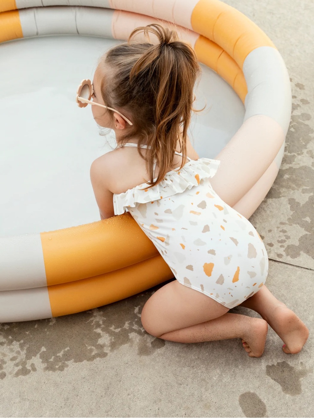 Terrazzo Ruffle One-Piece Swimsuit